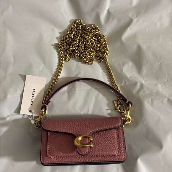 Coach Peony Tabby 9 Mini Bag Charm with Gold Chain - Picture 2 of 8